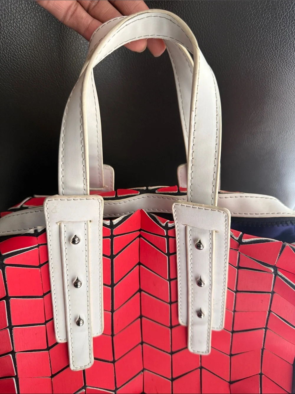 Patrizia Luca Chevron Geometric Duffle Satchel